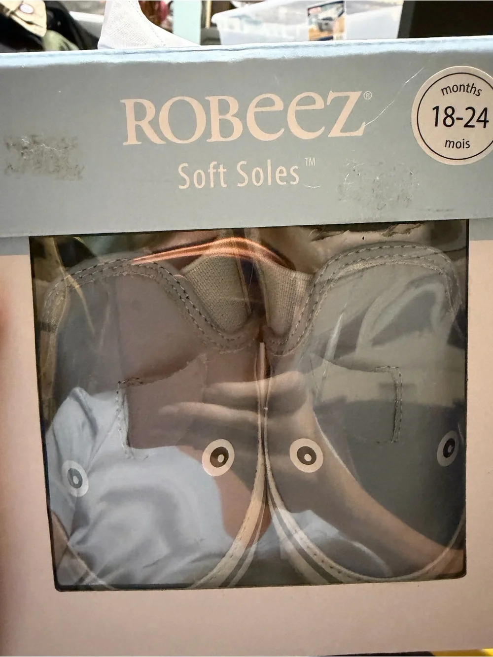 Robeez Soft Blue Slip-On Baby Shoes with Sebastian Shark Size 18-24 months